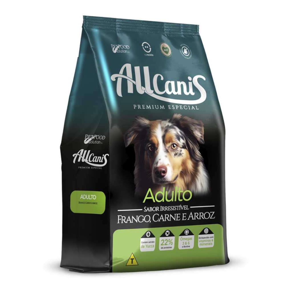 Ração Allcanis para Cães Adultos Raças Medias e Grandes Sabor Frango e Carne 20kg