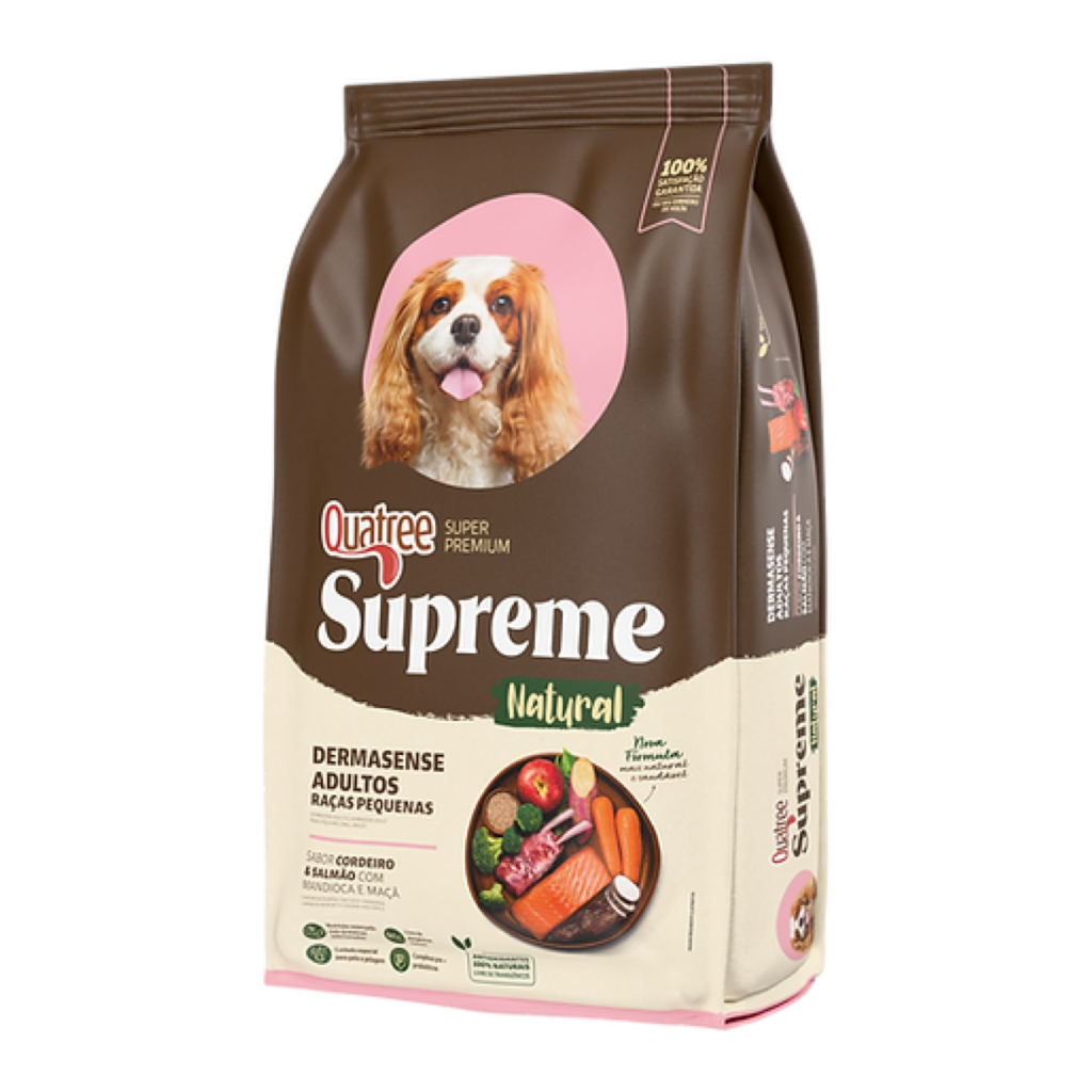 Ração Quatree Supreme Dermasense Cordeiro e Salmão para Cães Adultos Raças Pequenas 2,5kg
