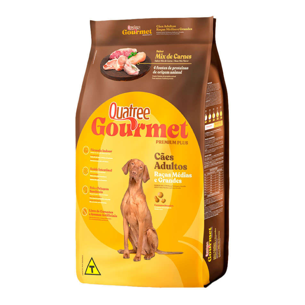 Ração Quatree Gourmet sem Corantes para Cães Adultos de Porte Médio e Grande 20kg