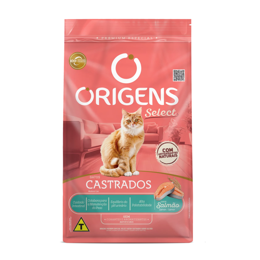Ração Origens Gatos Castrados Sabor Salmão 10.1kg