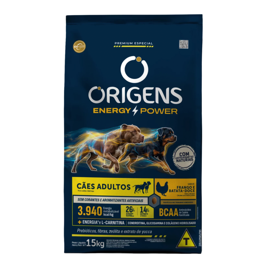 Origens Premium Especial Energy Power Cães Adultos Sabor Frango E Batata-Doce 15kg
