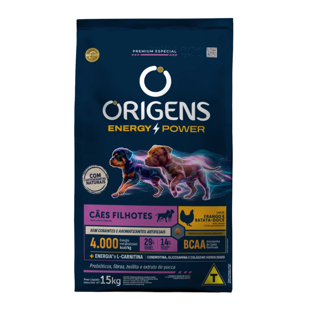 Origens Premium Especial Energy Power Cães Filhotes Sabor Frango E Batata-Doce 15kg