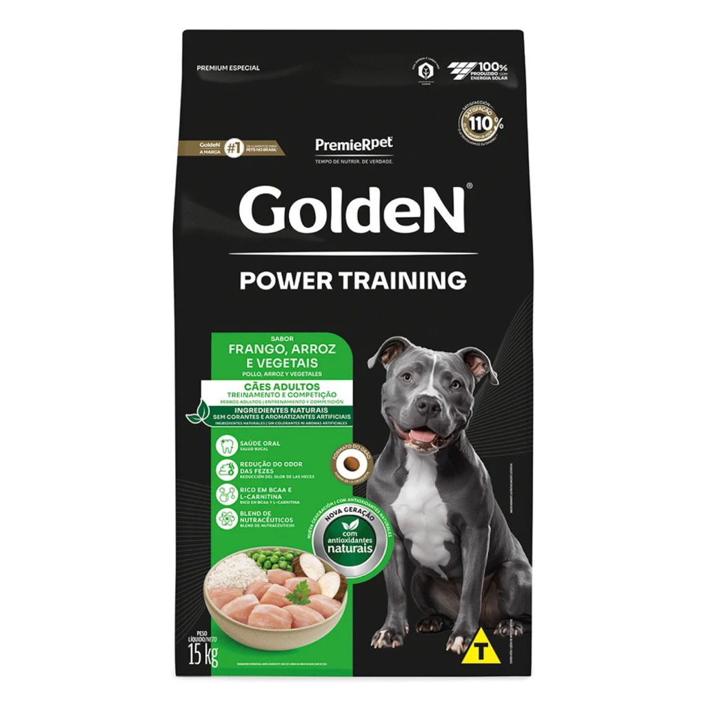 Ração Golden Power Training Cães Adultos Frango e Arroz 15 Kg