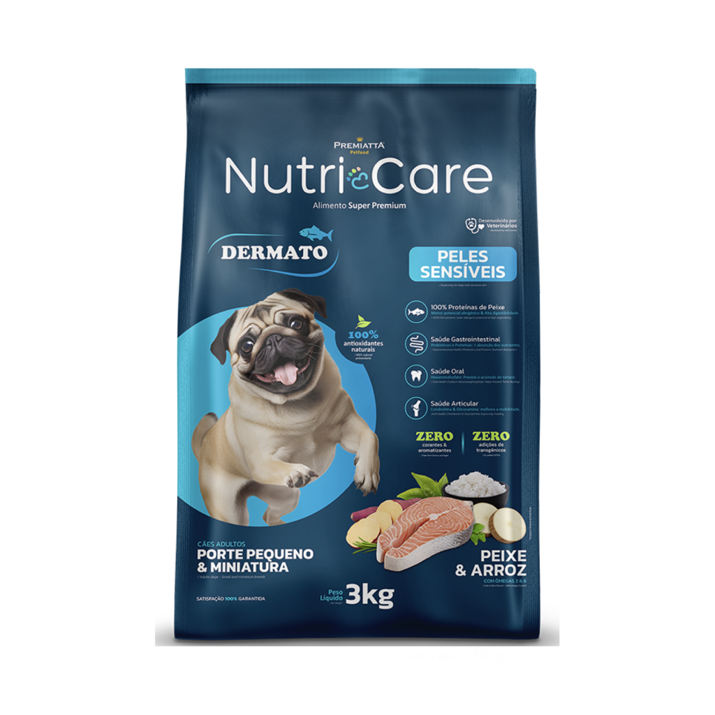 Nutricare Dermato Cães Adultos Porte Pequeno Peixe & Arroz 3kg