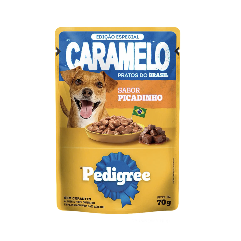 Ração Úmida PEDIGREE® Caramelo Sachê Picadinho Adulto 70g