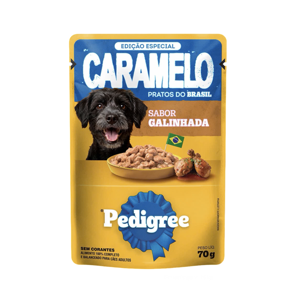 Ração Úmida PEDIGREE® Caramelo Sachê Galinhada Adulto 70g