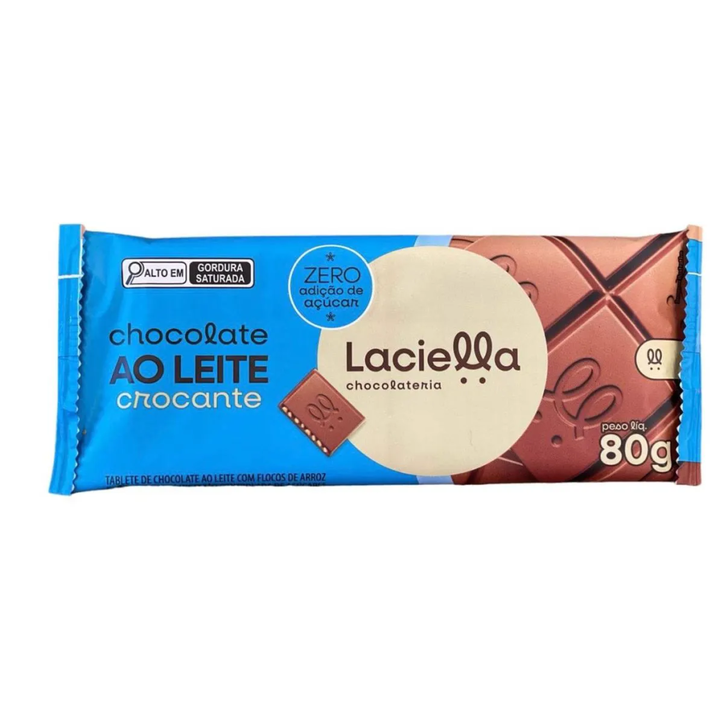 LACIELLA 80G AO LEITE CROCANTE ZERO AÇUCAR - UN