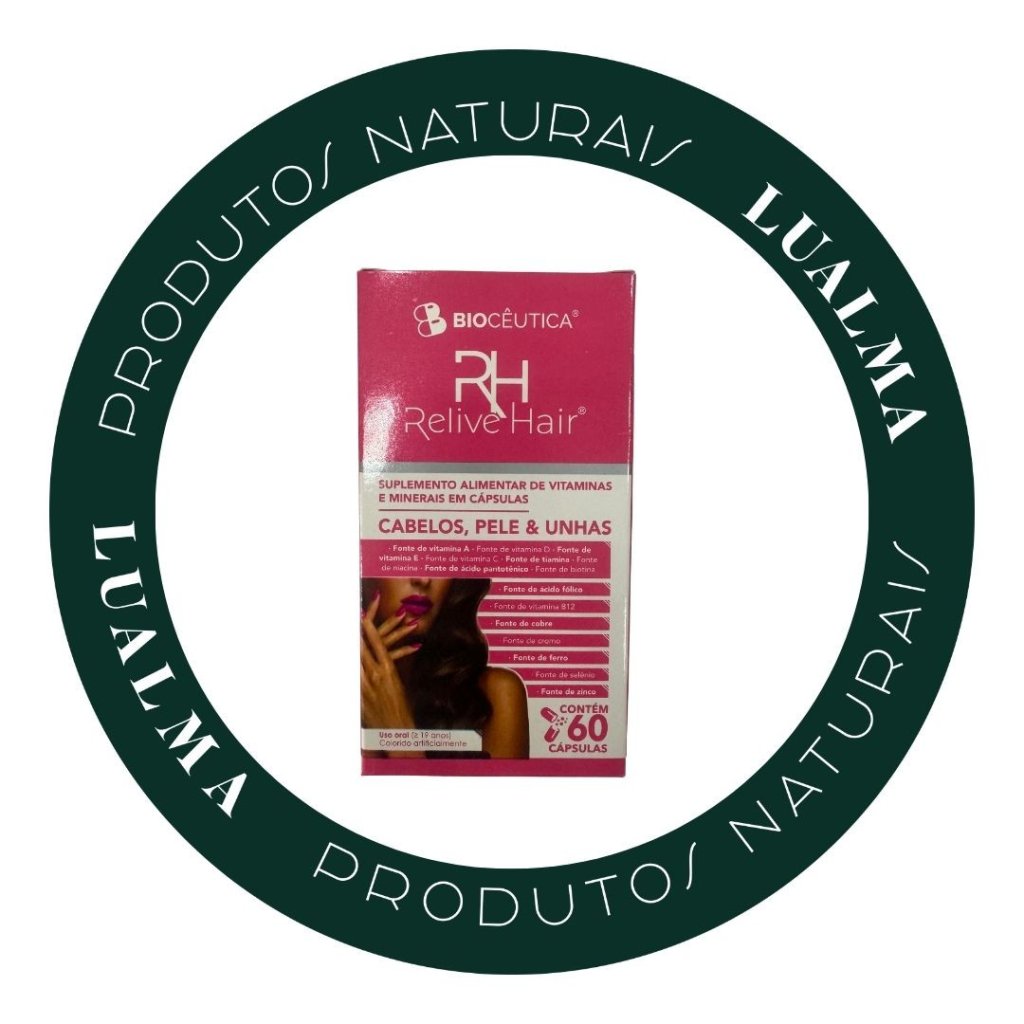 RELIVE HAIR CABELO, PELE E UNHA 60CÁPS - BIOCÊUTICA 
