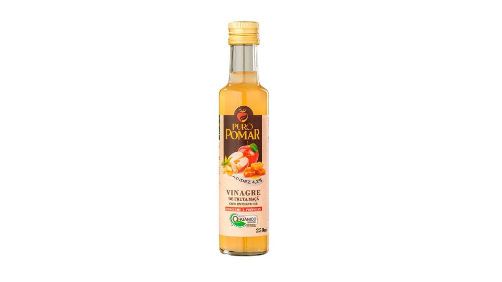 VINAGRE DE MAÇA GENGIBRE E PRÓPOLIS 250ml - PURO POMAR (vidro)