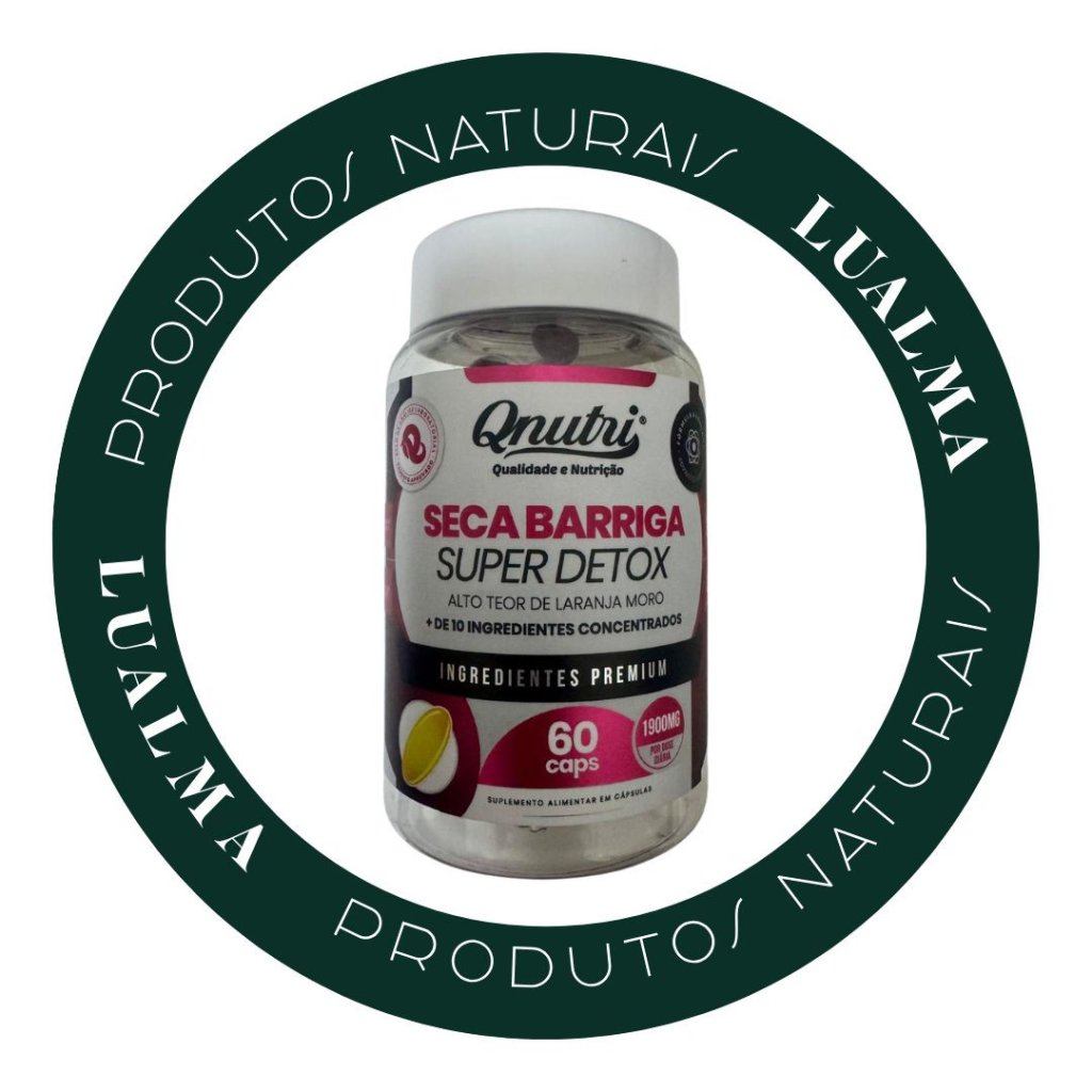 SECA BARRIGA SUPER DETOX - TEOR DE LARANJA MORO + 10 INGREDIENTES QNUTRI 60CAPS 1900mg