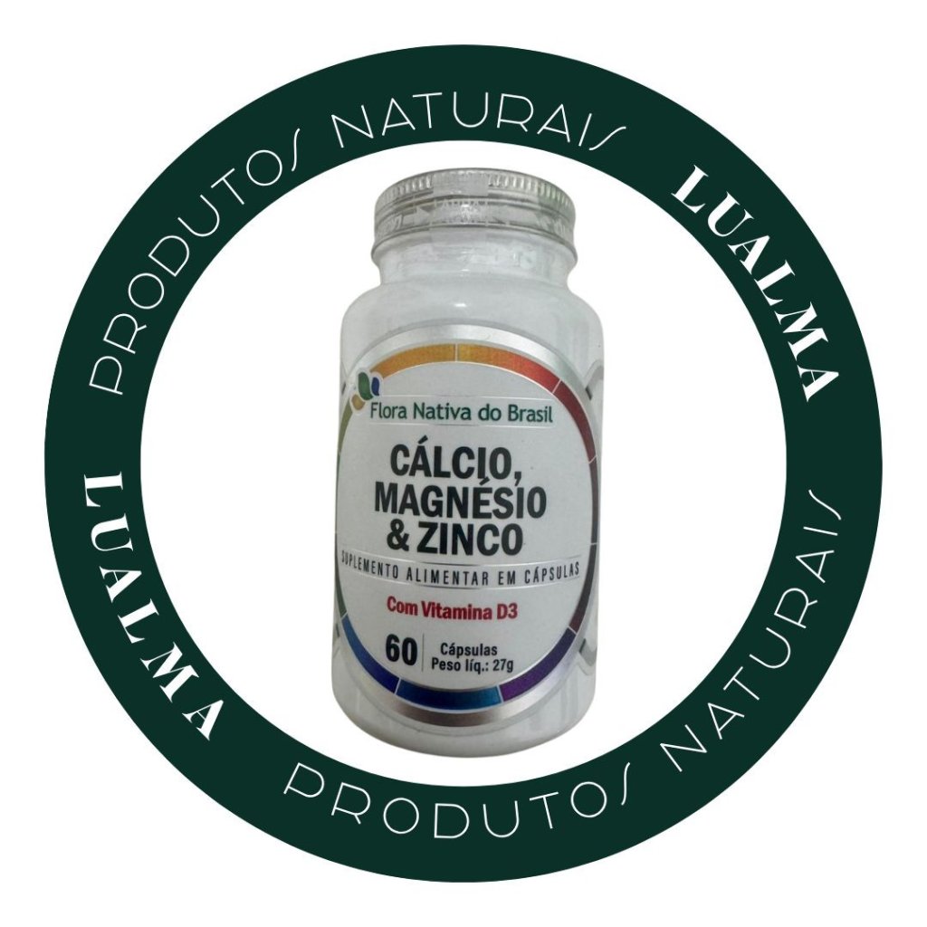 CÁLCIO,MAGNÉSIO E ZINCO COM VITAMINA D3 60CÁPSULAS - FLORA NATIVA DO BRASIL