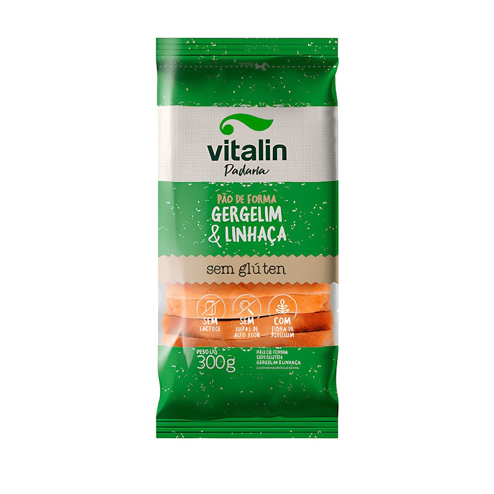 PAO DE FORMA GERGELIM/LINHACA S/G - 300G VITALIN
