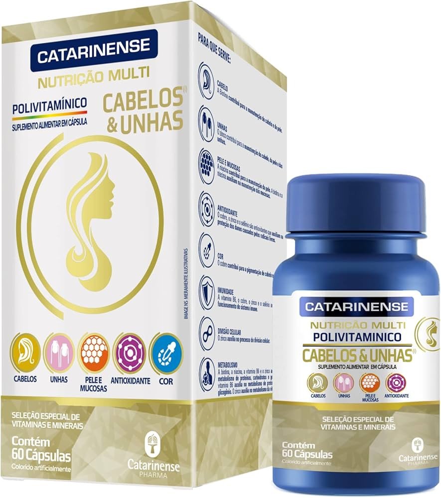 POLIVITAMÍNICO CABELOS E UNHAS 60cáps - CATARINENSE