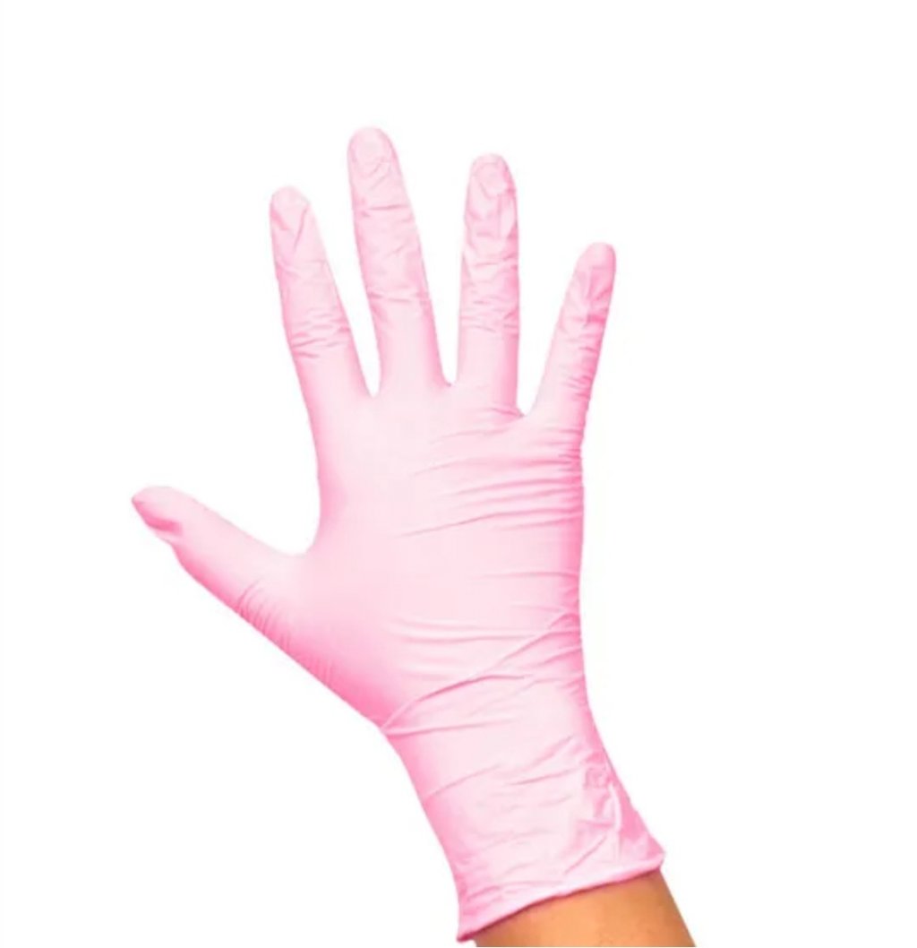 Luva nitrilica rosa