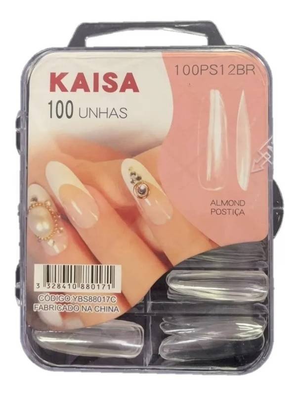 Postiça almond longa transparente 