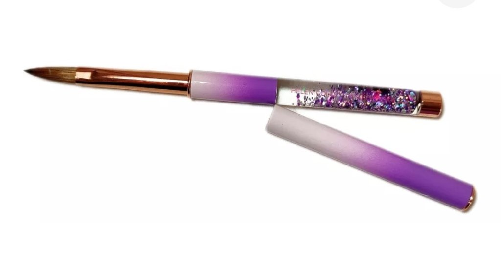 Pincel acrílico hellen color roxo com gliter