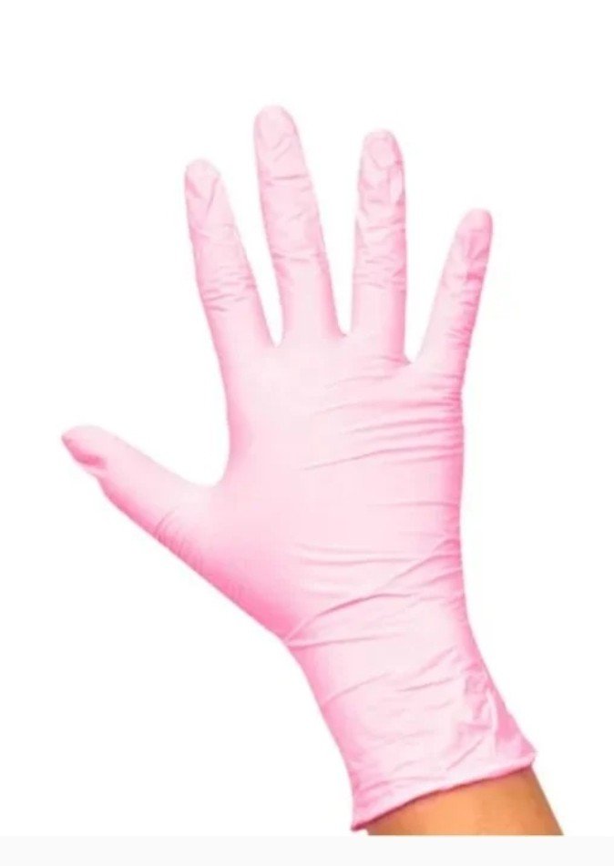 Luva rosa nitrilica 