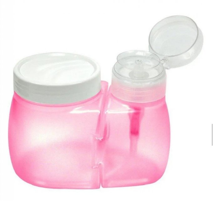 Porta acetona e algodão rosa santa clara