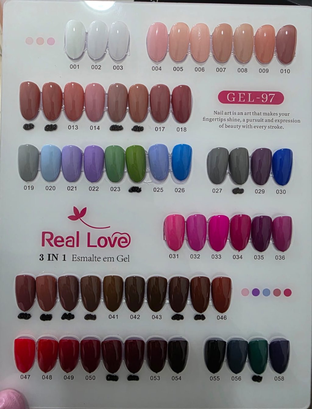 Esmalte Gel real love 3x1 embalagem de plastico