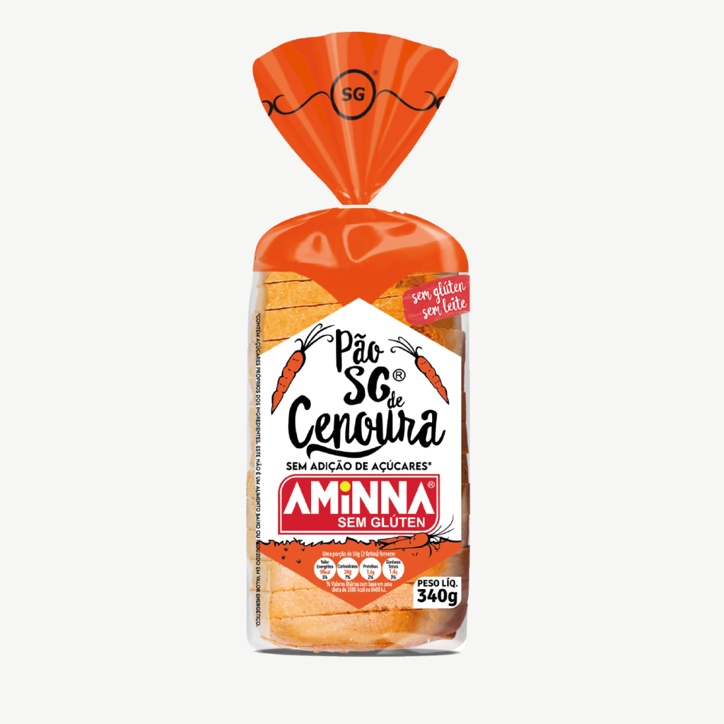 PÃO SEM GLÚTEN | CENOURA | CONGELADO | AMINNA 340G