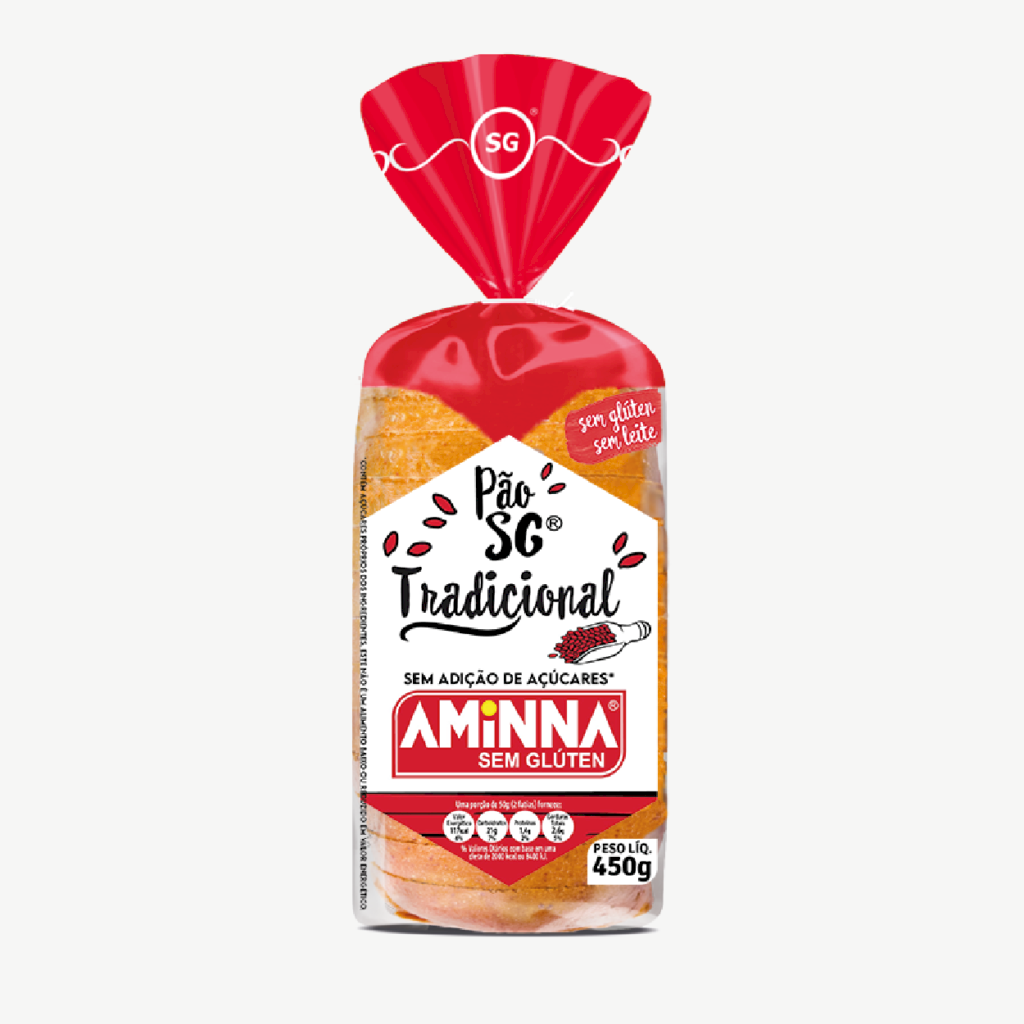 PÃO SEM GLÚTEN | TRADICIONAL | CONGELADO | AMINNA 450G