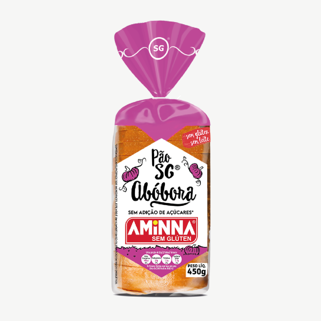 PÃO SEM GLÚTEN | ABÓBORA | CONGELADO | AMINNA 450G