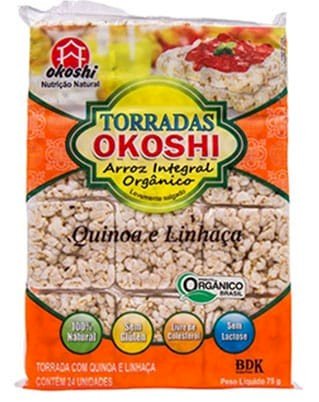 TORRADA ARROZ INTEGRAL ORGÂNICO QUINOA E LINHAÇA - OKOSHI