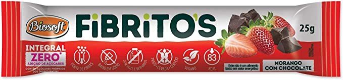 FIBRITOS - BARRA DE FIBRAS E CEREAIS DE MORANGO COM CHOCOLATE ZERO AÇÚCAR 25G