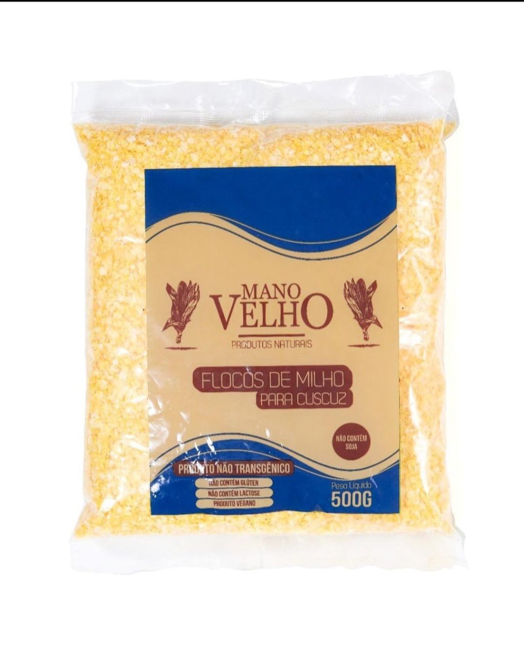FLOCOS DE MILHO PARA CUSCUZ 500G - MANO VELHO