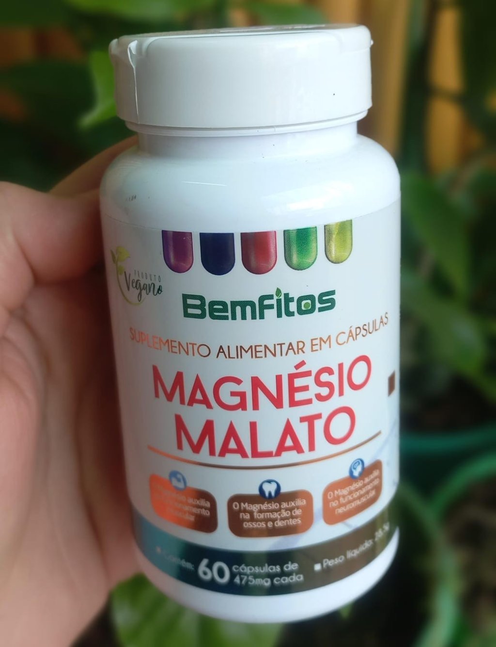 MAGNÉSIO MALATO - 60 CÁPSULAS DE 475MG - BEMFITOS