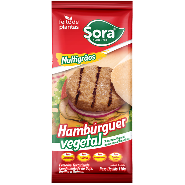 HAMBÚRGUER DE PROTEÍNA VEGETAL CONDIMENTADA CARNE VERMELHA 110g - SORA