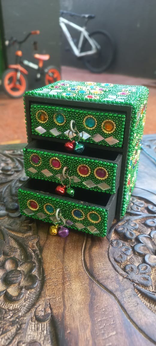 Porta-Joias Indiano Espelhado Verde