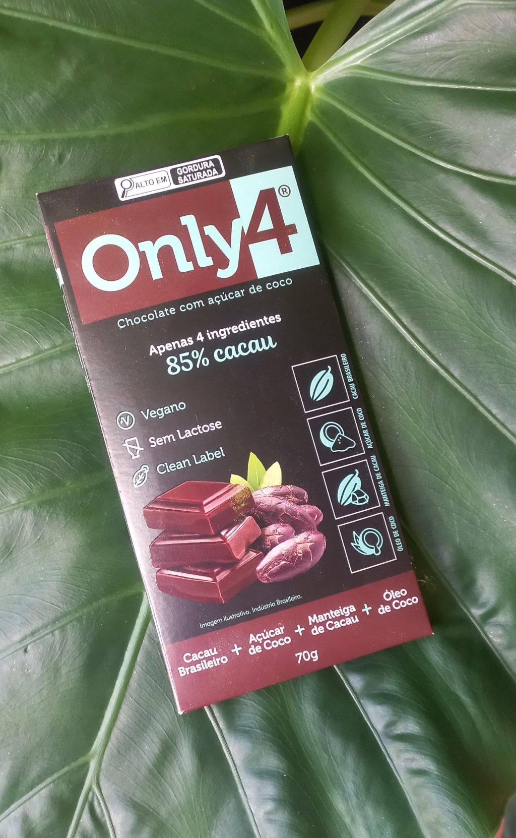 Chocolate com Açúcar de Coco | 85% Cacau | Only4 70g