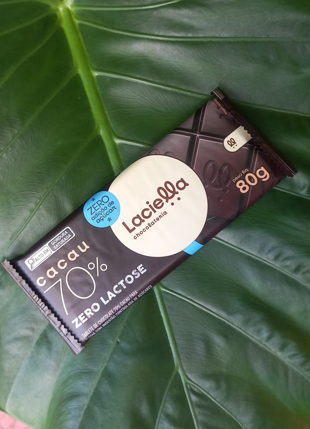Tablete de Chocolate 70% Cacau | Zero Açúcar | Laciella Chocolateria 80g