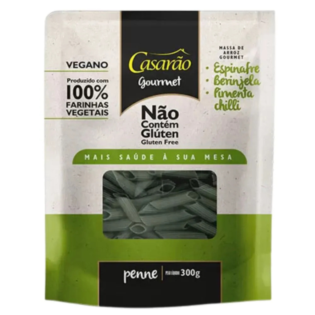 Macarrão Penne | Espinafre, Berinjela, Pimenta Chilli | Casarão Gourmet 300g