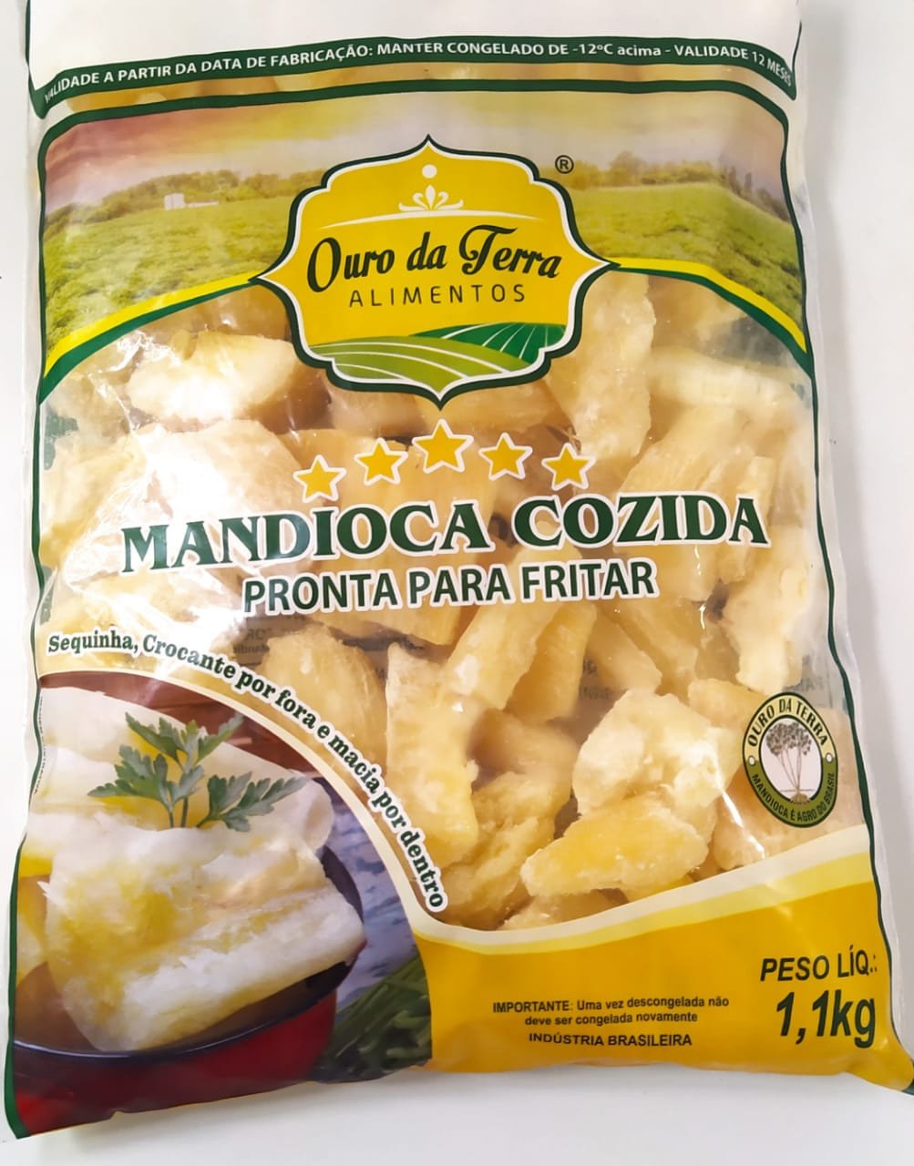 Mandioca Cozida Pronta pra Fritar | Ouro da Terra Alimentos | 1,1kg