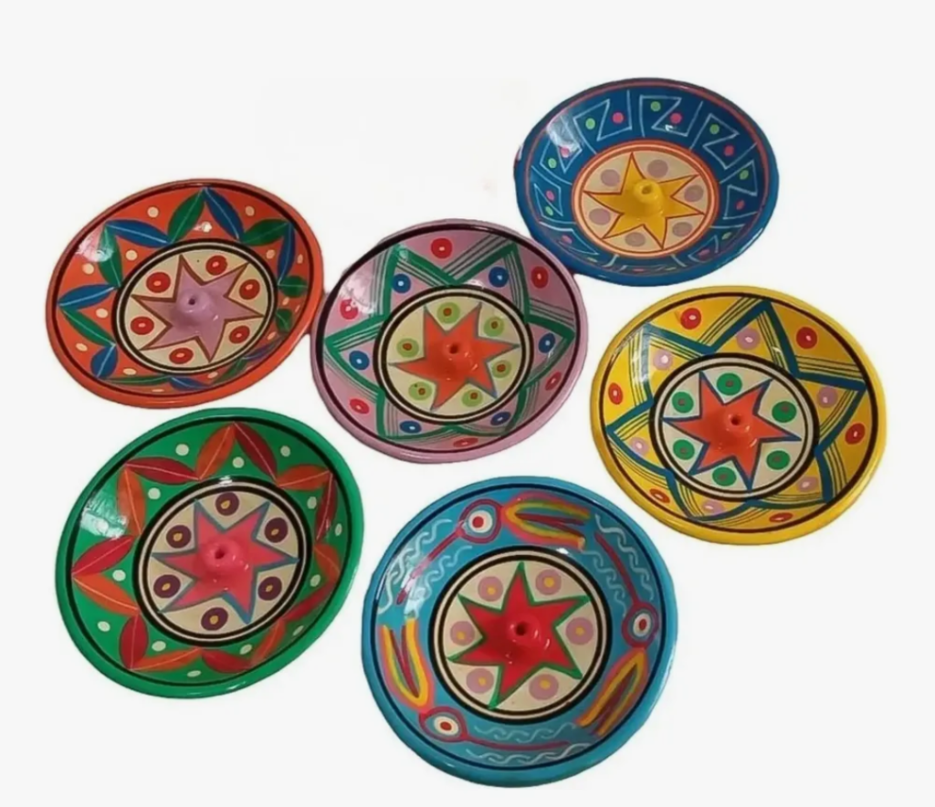 INCENSÁRIO DE CERAMICA REDOND CORES 