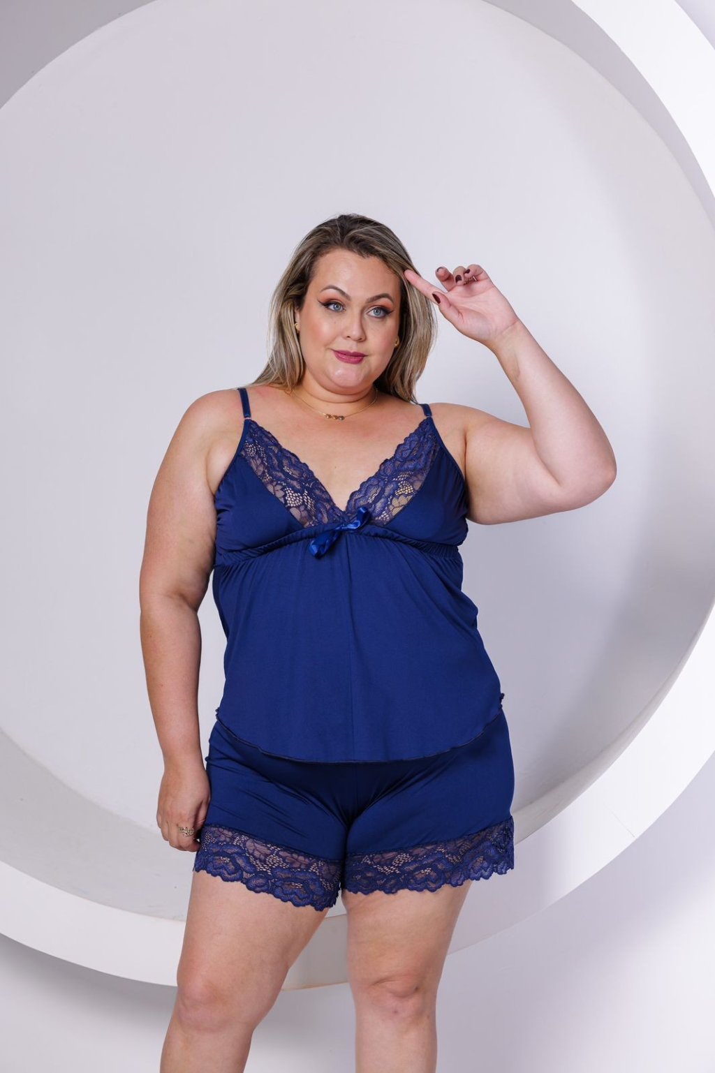 Baby doll Liso Plus Size - Azul Marinho