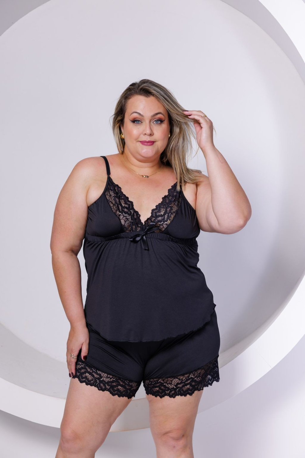 Baby Doll Liso Plus - Preto