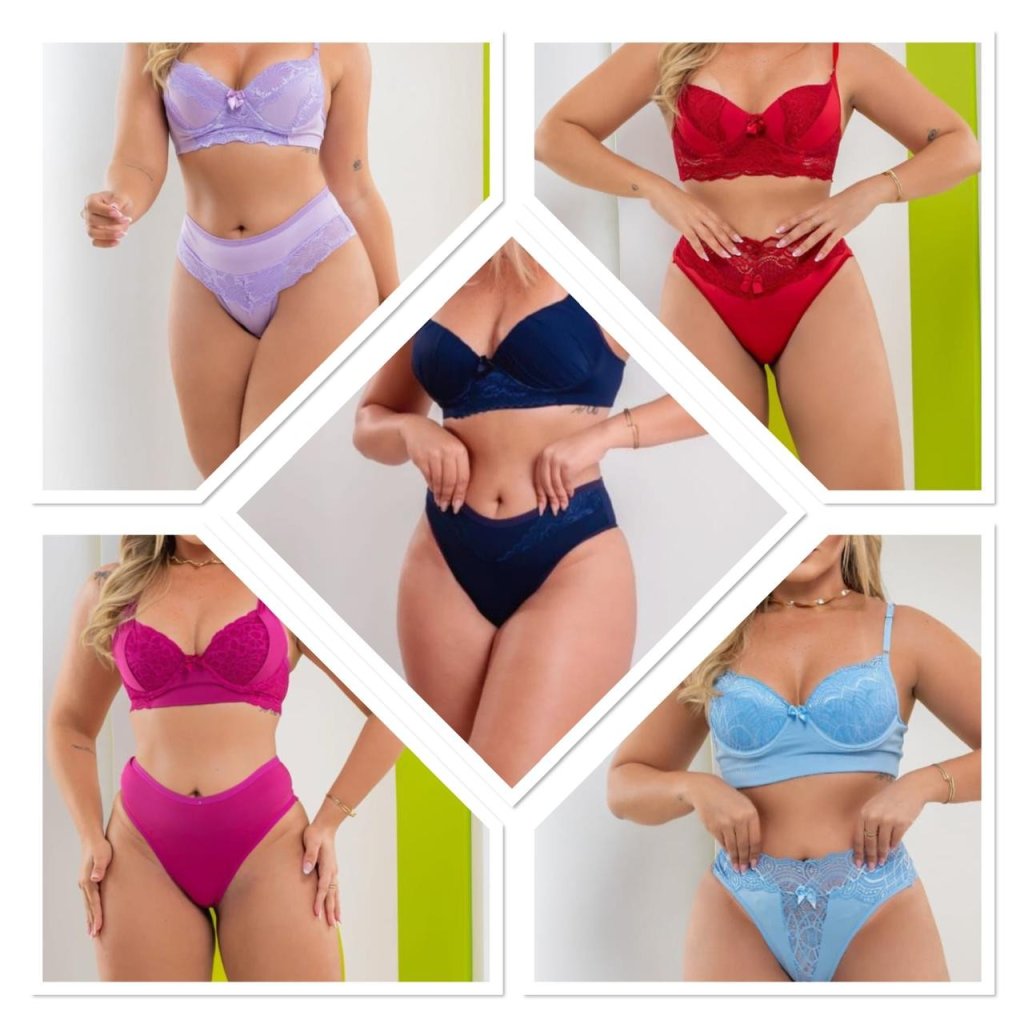 Kit c/ 5 Conjunto de Lingerie P ao G