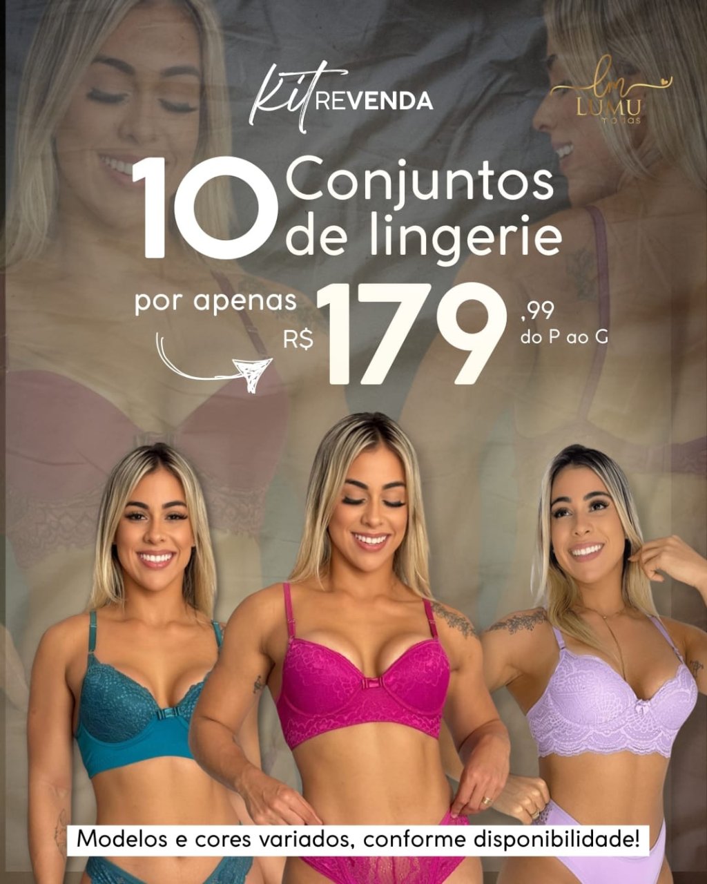 Kit c/ 10 Conjunto de Lingerie do P ao G 