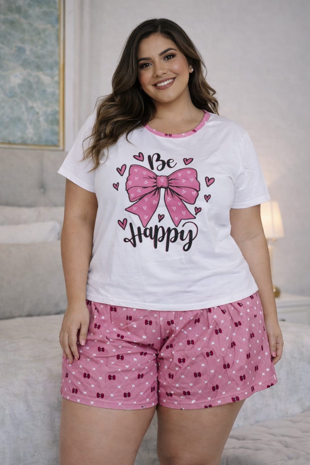 Pijama de Manga em Suede - PLUS SIZE