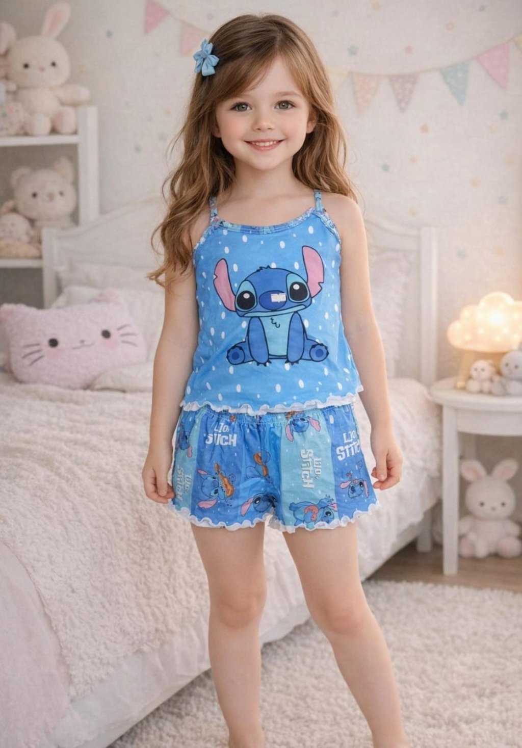 PIJAMA INFANTIL SUEDE  MENINA STITH 