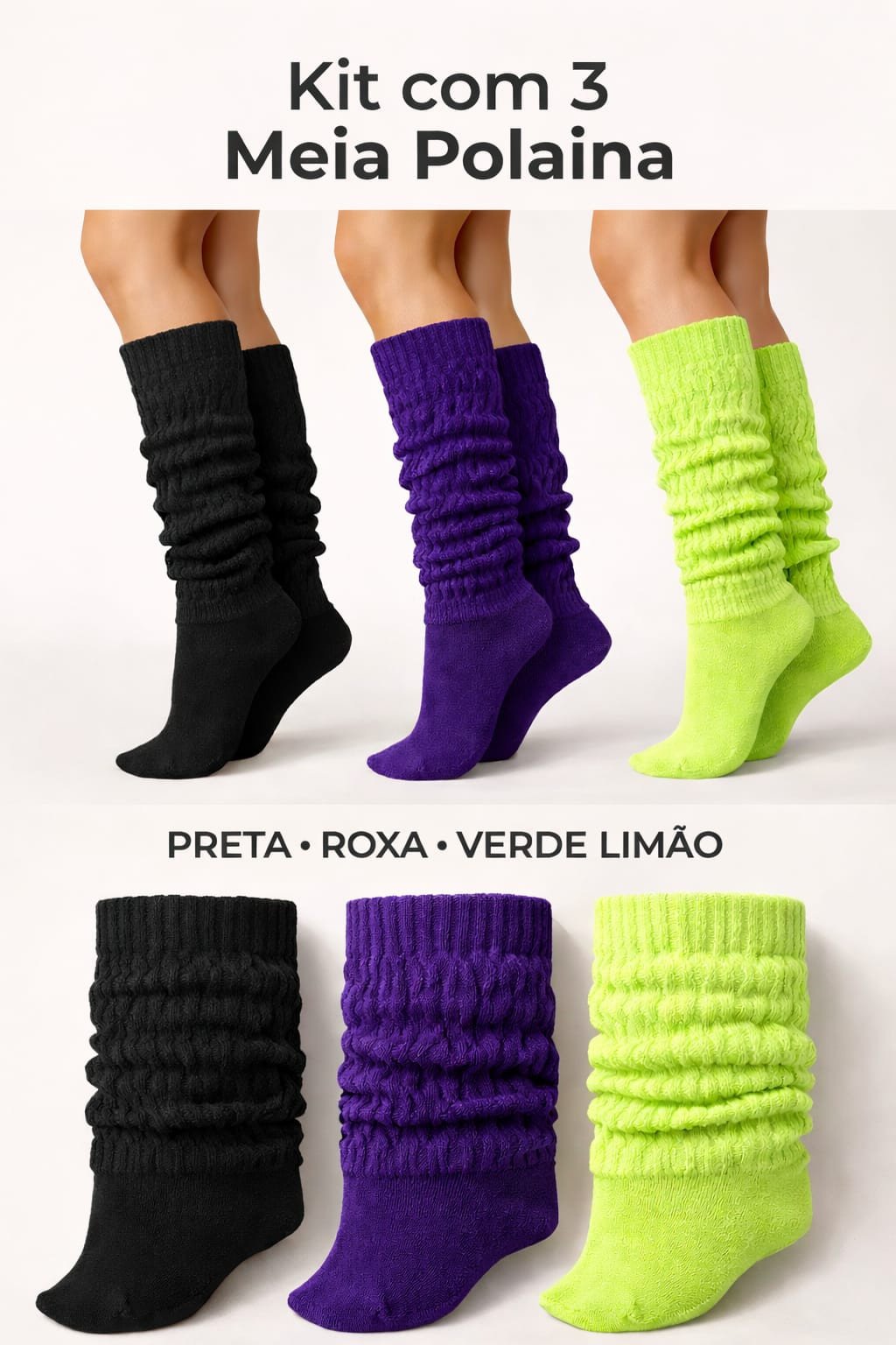 KIT COM 3 MEIA POLAINA
