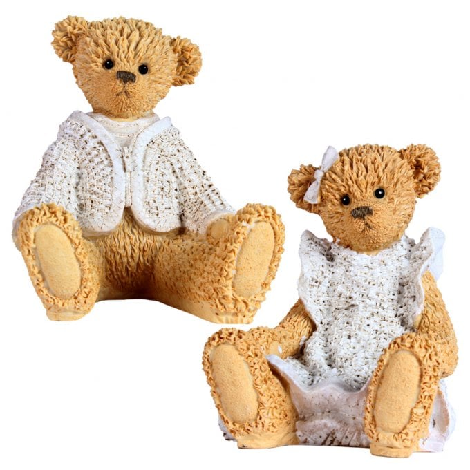 Casal Ursinho De Resina Sentado Grande [22]Ref:4381*
