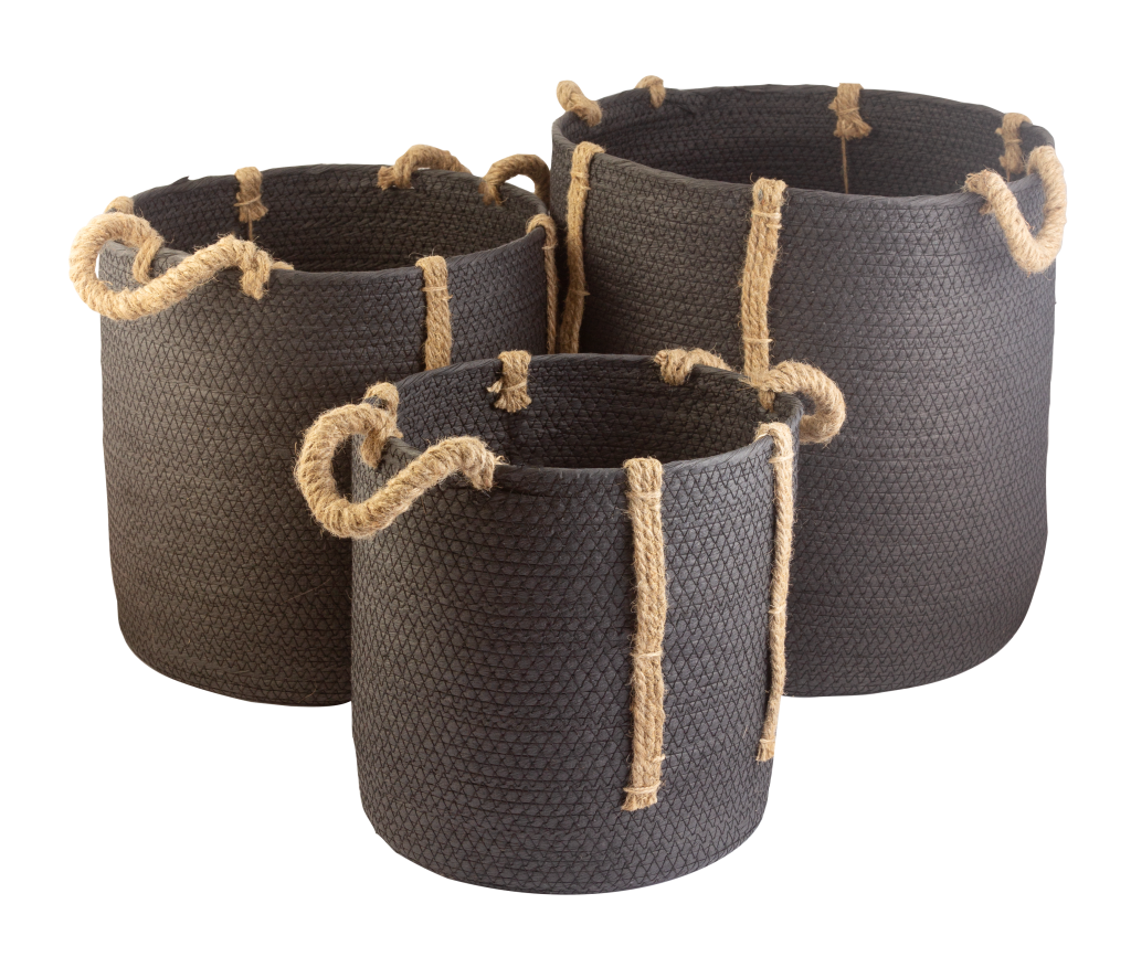 TRIO CESTOS SEAGRASS PRETO  REF.30669