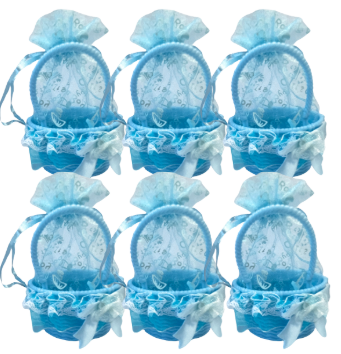 CESTINHA DE PLÁSTICO DECORADA  PCT C/12 REF:1327*