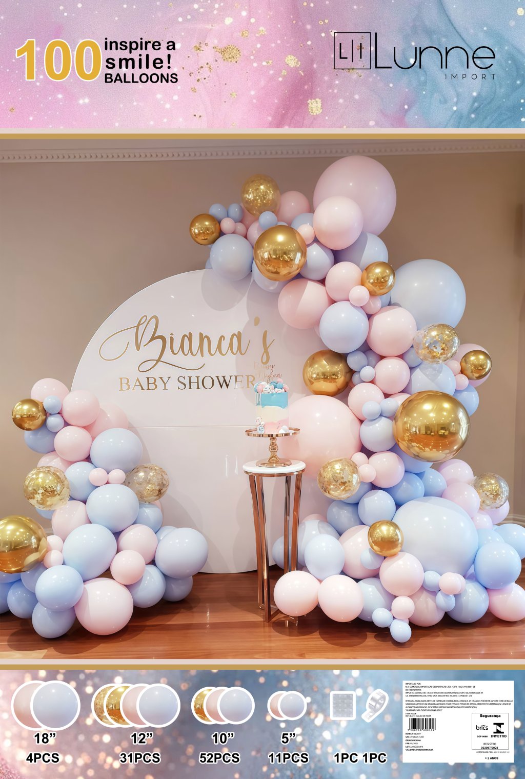 KIT 100 PCS BALÃO COLORS REF: 70008