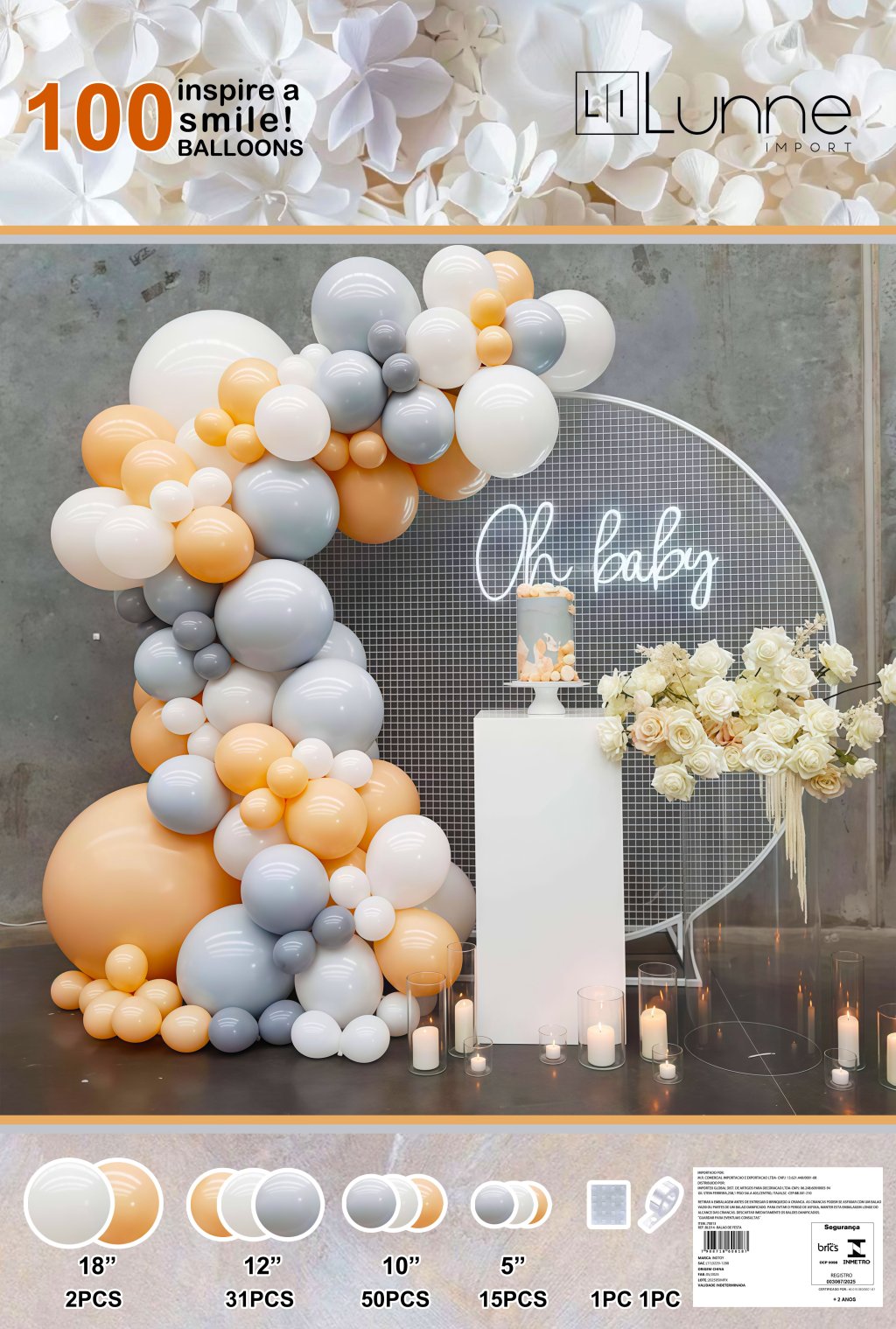 KIT 100 PCS BALÃO BEGE&BLUE REF: 70013