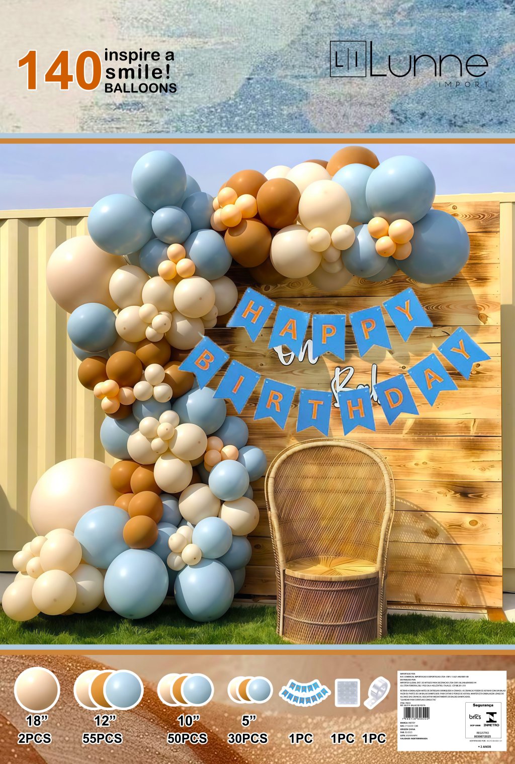 KIT 140 PCS BALÃO AZUL SERENITY REF: 70022